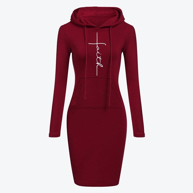 Women Hoodies Sweatshirts Long-sleeved Dress