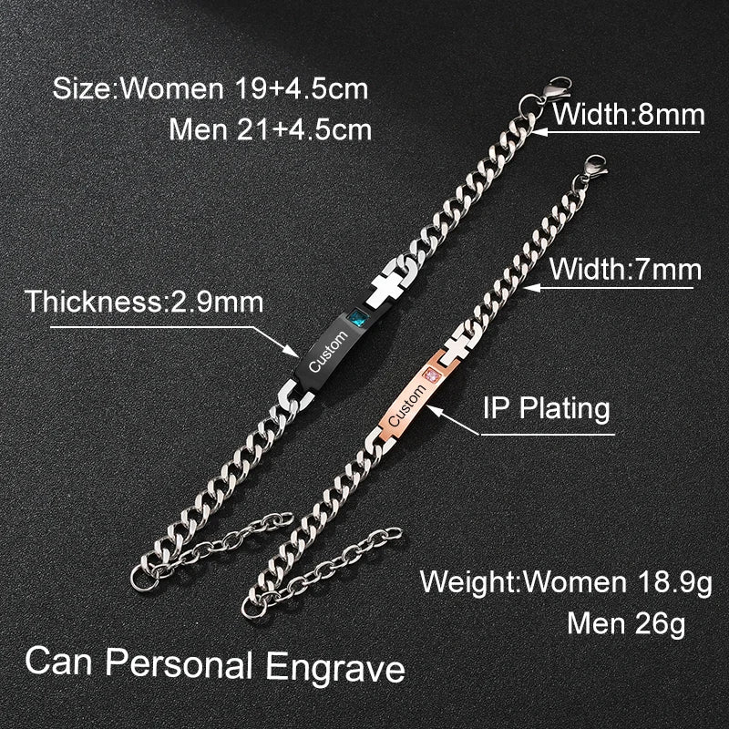 Customized Stainless Steel Couple Lover Bracelet