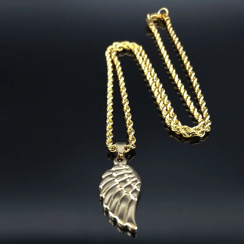 Fashion Angel Wing Stainless Steel Necklaces Pendants