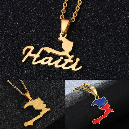 Haiti Map Flag Heckle's