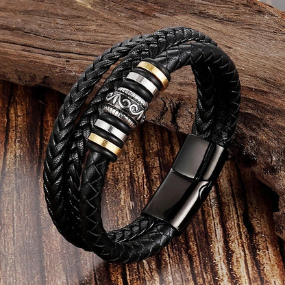 To My Son Braided Leather Bracelet